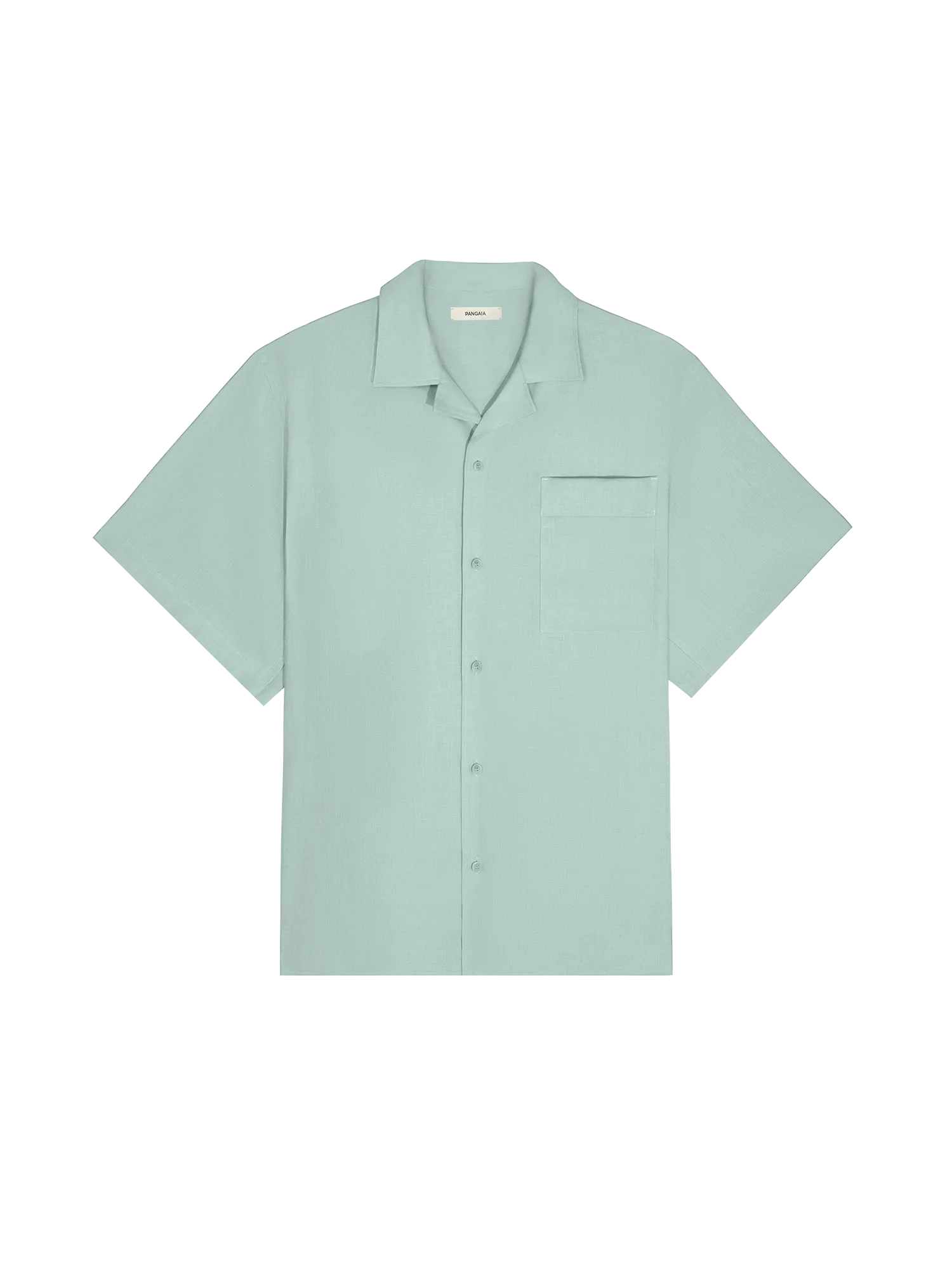 Mens DNA Aloe Linen Camp Collar Shirt—eucalyptus blue