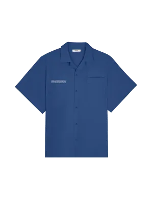 Mens DNA Linen Camp Collar Shirt—lapis blue