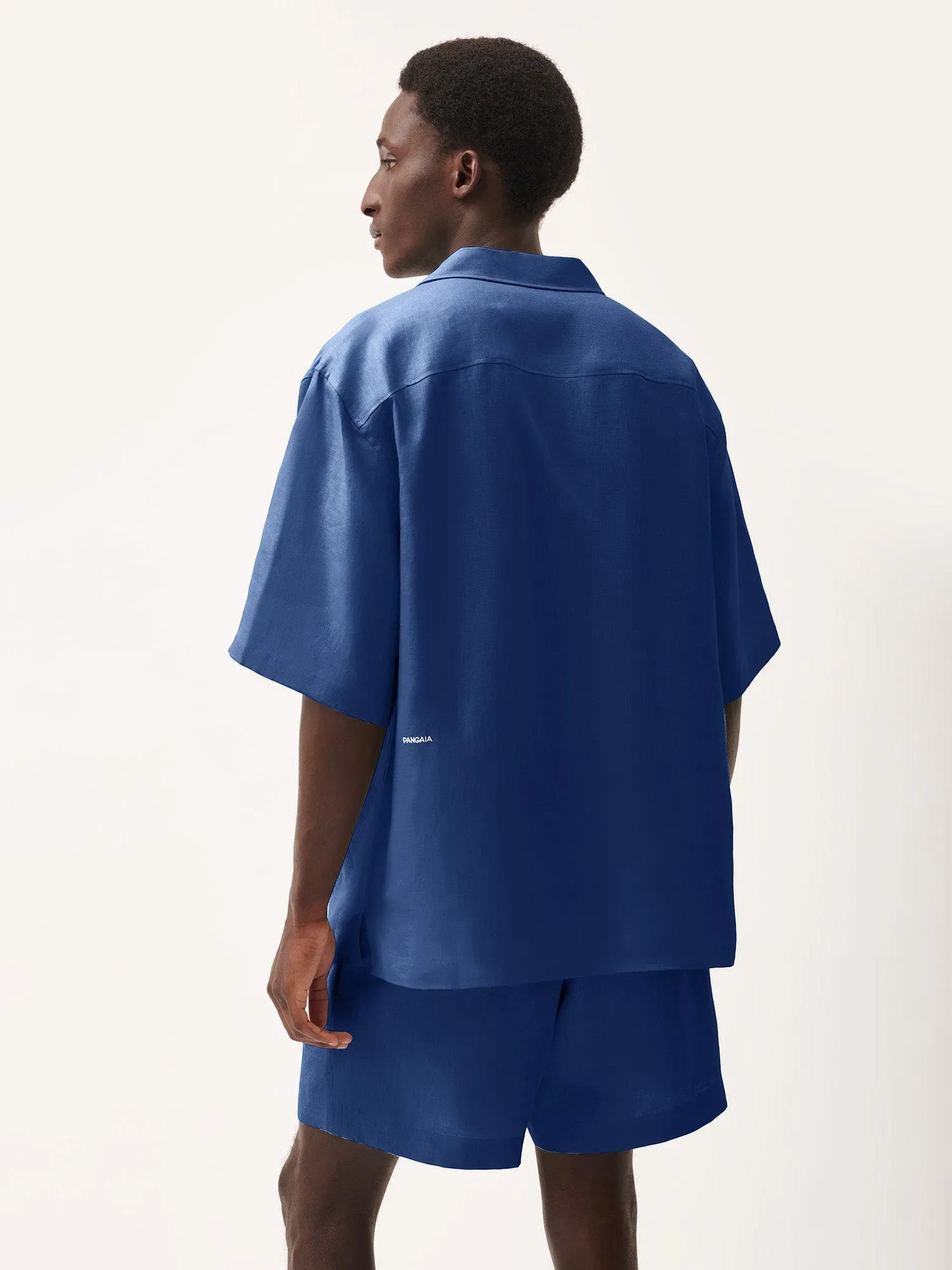 Mens DNA Linen Camp Collar Shirt—lapis blue
