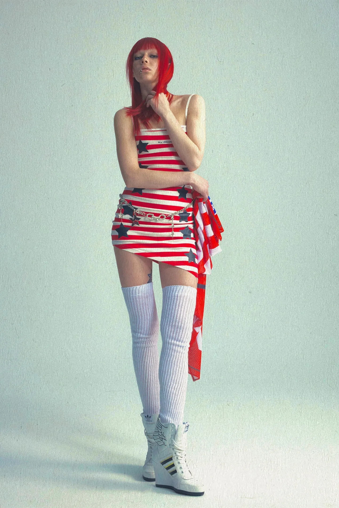 Retro Star Stripe Asym Dress