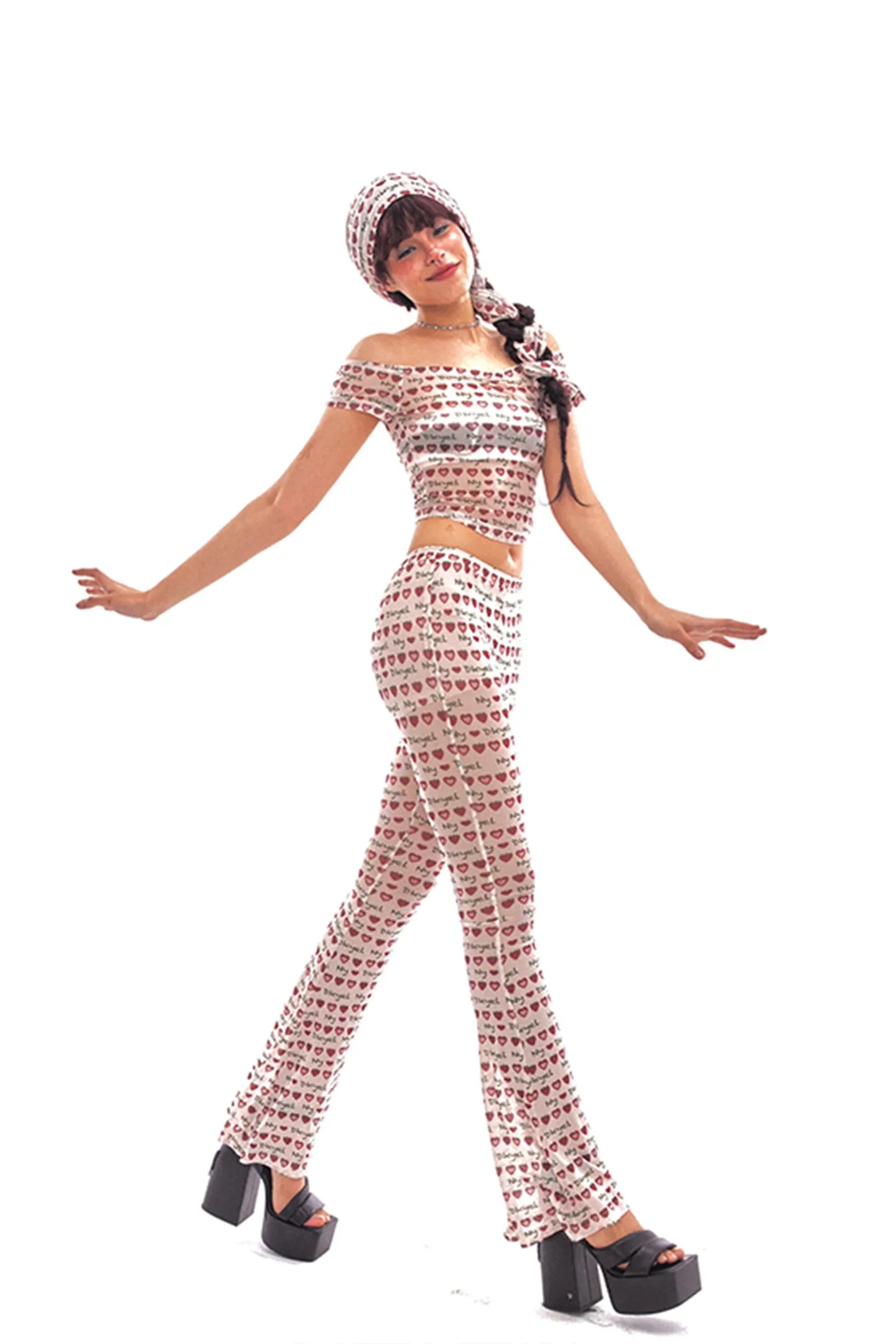 Retro Strawberry Mesh Pants