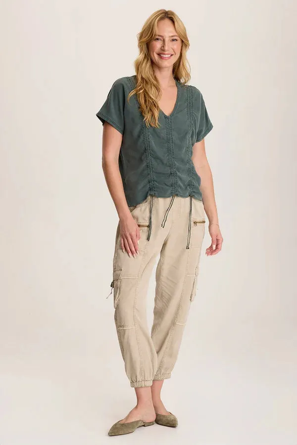 Werner Twill Ruched Cord Top - Silken Pine
