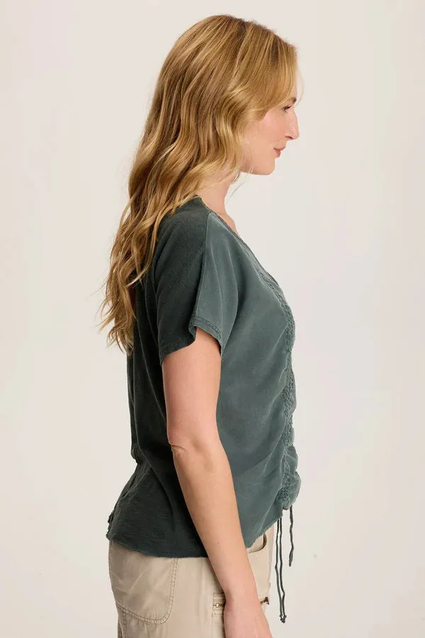 Werner Twill Ruched Cord Top - Silken Pine