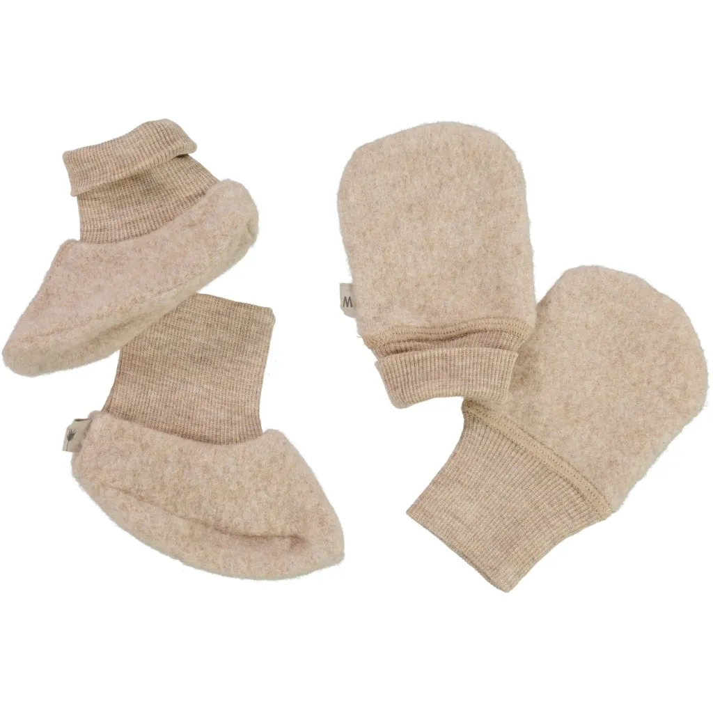 Wool Fleece Mittens - khaki melange