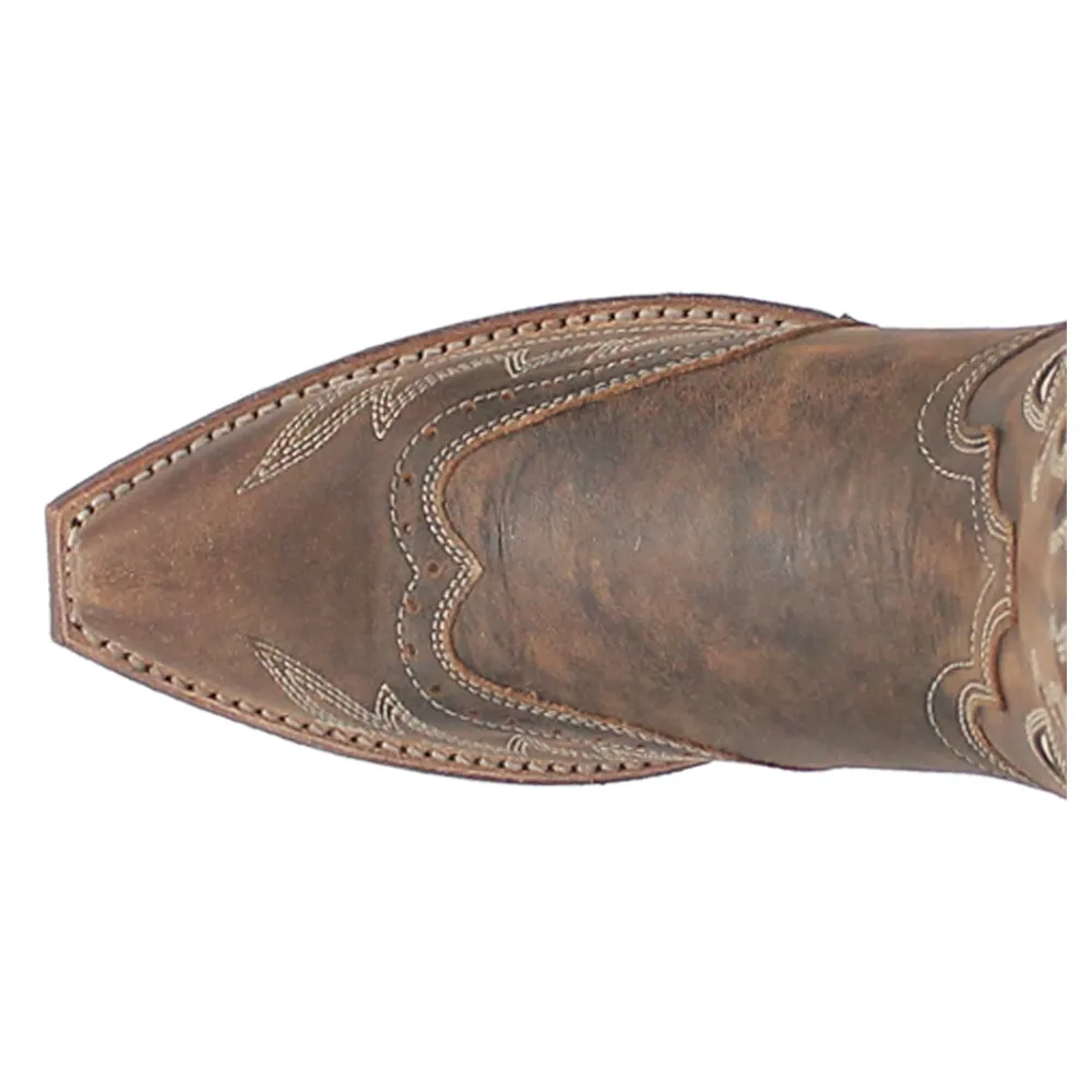 Zuri Leather Floral Embroidered Snip Toe Cowboy Boots